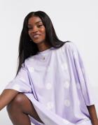 Asos Design Oversized T-shirt Dress In Lilac Spot-purple