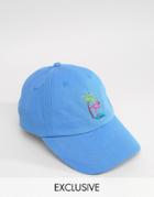 Reclaimed Vintage Inspired Baseball Cap With Flamingo Embroidery - Blue