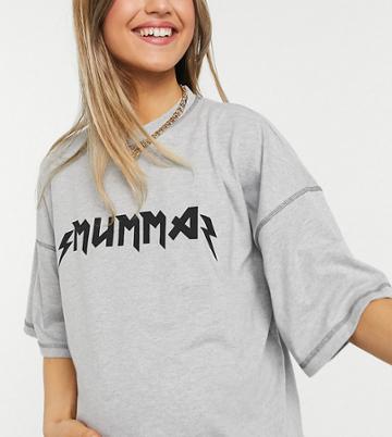 Missguided Maternity Mumma Slogan T-shirt In Gray-grey