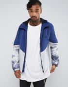 Asos Zip Through Windbreaker With Panel Detail In Blue - Blue