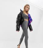 Collusion Cross Back Crop Top In Sparkle - Silver