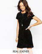 New Look Leather Shift Dress - Black