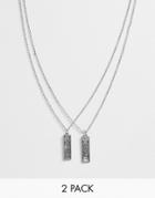 Bershka 2-pack Multi Pendant Necklace In Silver - Silver