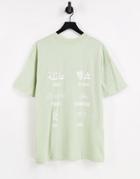 Night Addict Spirit Back Printed T-shirt In Sage-green