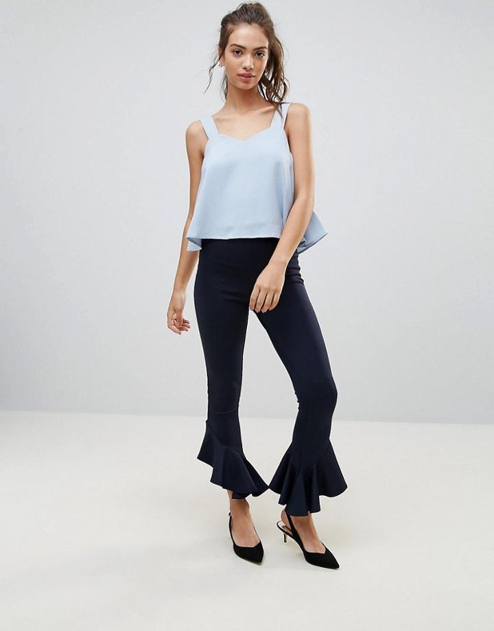 Lasula Extreme Frill High Waisted Pants - Navy
