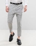 Asos Tapered Cropped Pant With Turn Up In Light Gray - Gray