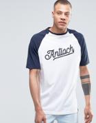 Antioch Script Logo Ringer T-shirt - White