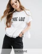 Milk It Vintage True Love T-shirt With Lace Trim - White