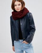 Lavand Knitted Infinity Scarf - Red