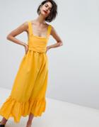 Vero Moda Ruffle Hem Cami Dress With Bow Back - Yellow