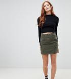 New Look Denim Utility Skirt In Khaki