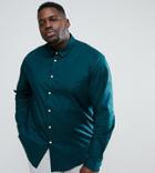 Asos Plus Stretch Regular Fit Shirt In Teal - Green