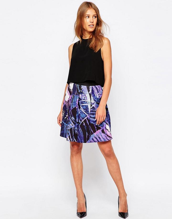 Closet Box Pleat Skirt In Scuba - Multi