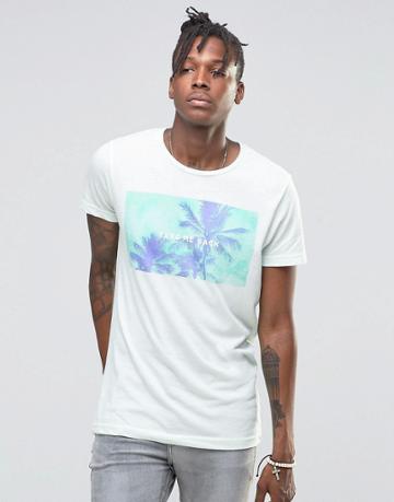 Pull & Bear T-shirt With Take Me Back Palm Tree Print In Blue - Blue