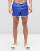 Asos Runner Swim Shorts In Wet Look Blue - Blue