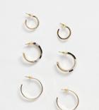 River Island Pack Of 3 Hoop Earrings With Tortoiseshell In Gold - Gold