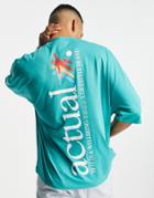 Asos Actual Oversized T-shirt With Logo Print And Graphic In Green