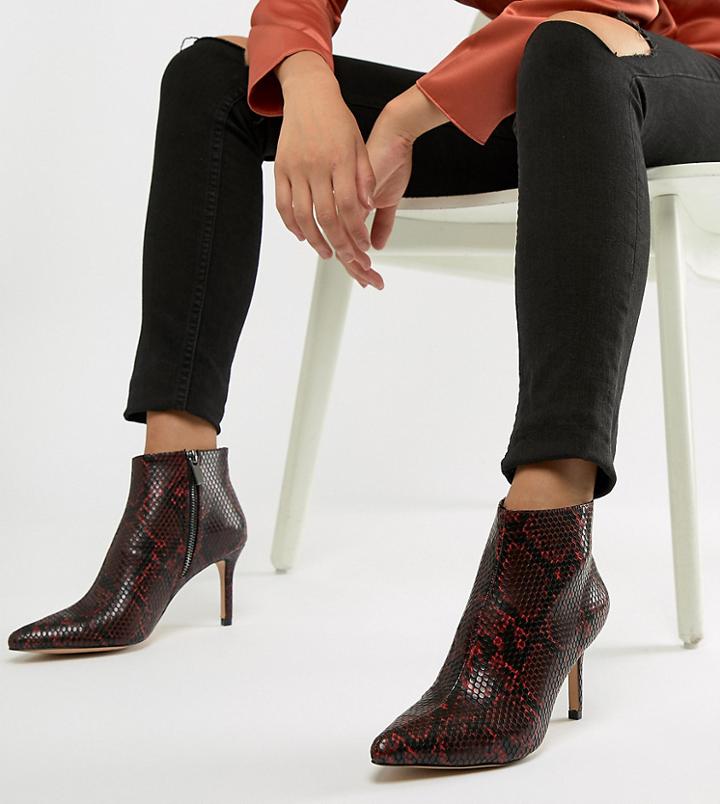 Stradivarius Heeled Ankle Boot In Snake Print-multi