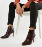 Stradivarius Heeled Ankle Boot In Snake Print-multi