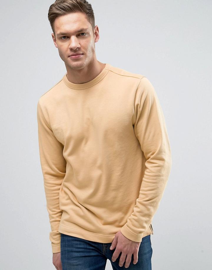 Bellfield Sweatshirt With Open Hem - Stone