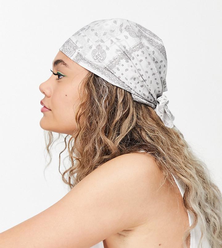 Collusion Unisex Satin Printed Head Scarf In Stone-neutral