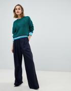 Essentiel Antwerp Pinstripe Wide Leg Pants - Navy