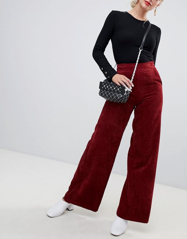 Stradivarius Wide Leg Corduroy Pants - Black