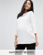 Mama. Licious Woven Top With Lace Insert - White