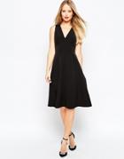 Asos Clean Deep V Tailored Midi Dress - Black