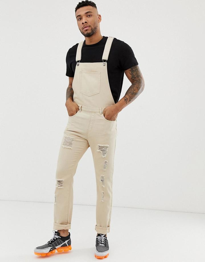 Liquor N Poker Overalls In Ecru - Cream