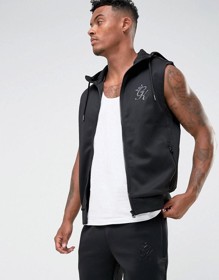 Gym King Sleeveless Muscle Fit Track Hoodie In Black - Black