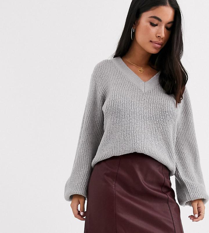 New Look Petite Leather Look Mini Skirt In Burgundy
