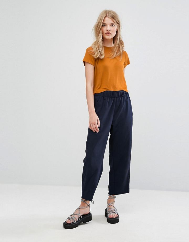 Weekday Melange Wide Leg Pant - Navy