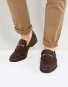 New Look Suede Loafer With Buckle In Brown - Brown