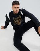 Pull & Bear Sweatshirt With Tiger Embroidery In Black - Black