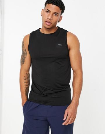 Threadbare Active Training Sleeveless T-shirt Tank In Black