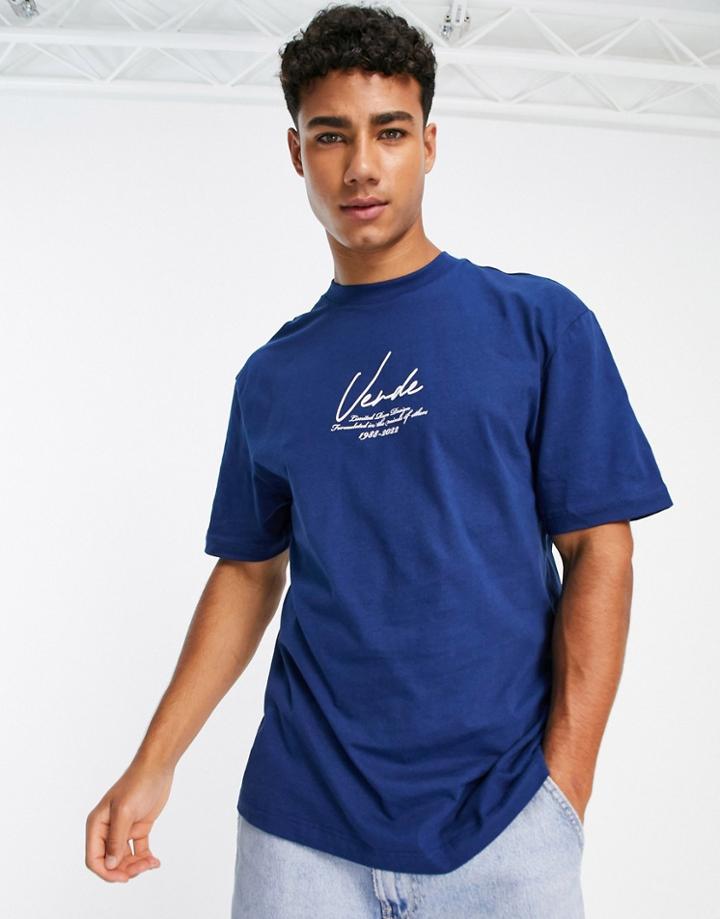 River Island Defiance Print T-shirt In Blue
