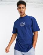 River Island Defiance Print T-shirt In Blue