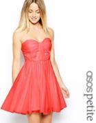Asos Petite Bandeau Dress With Twisted Bodice - Coral $38.09