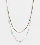 Reclaimed Vintage Inspired Mint Faux Pearl Multirow Necklace In Gold