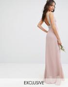 Tfnc Wedding High Neck Maxi Dress With Embellished Low Back - Pink