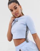 Adidas Originals Ryv Taping Cropped T-shirt In Periwinkle - Blue