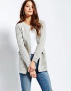 Ichi Striped Cardigan With Pockets - Black
