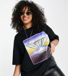 Asos Design Curve Oversized T-shirt With Cosmic Love Front Print-black