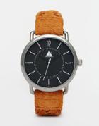 Asos Watch In Black With Tan Plaited Leather Strap - Tan