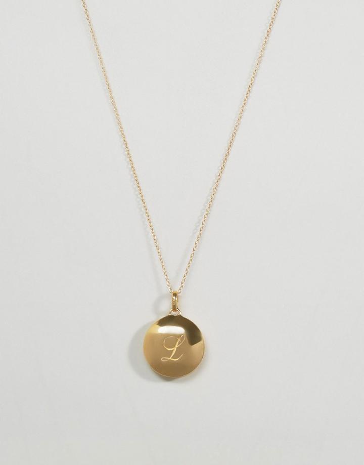 Carrie Elizabeth 14k Gold Vermeil Engraved L Initial Locket With Diamond Detail Locket - Gold