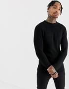 Night Addict Raglan Sleeve Sweater - Black