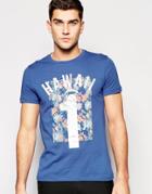 Boss Orange T-shirt With Hawaii 1 Print Regular Fit In Blue - Royal Blue