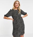 Asos Design Maternity Short Sleeve Smock Mini Dress In Daisy Print-multi