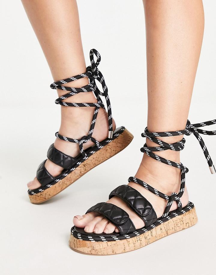 Missguided Quilted Grandad Sandal In Black